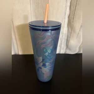 Blue Floral Starbucks Tumbler with Straw